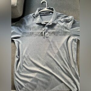 Travis Mathew gray/blue with palm print golf polo